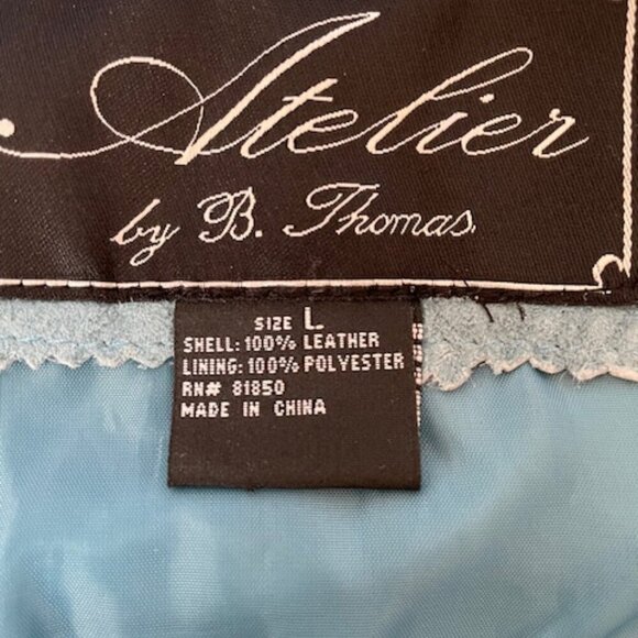 ATELIER By B. Thomas Blue Suede Leather Zip Jacket Large - Picture 13 of 17